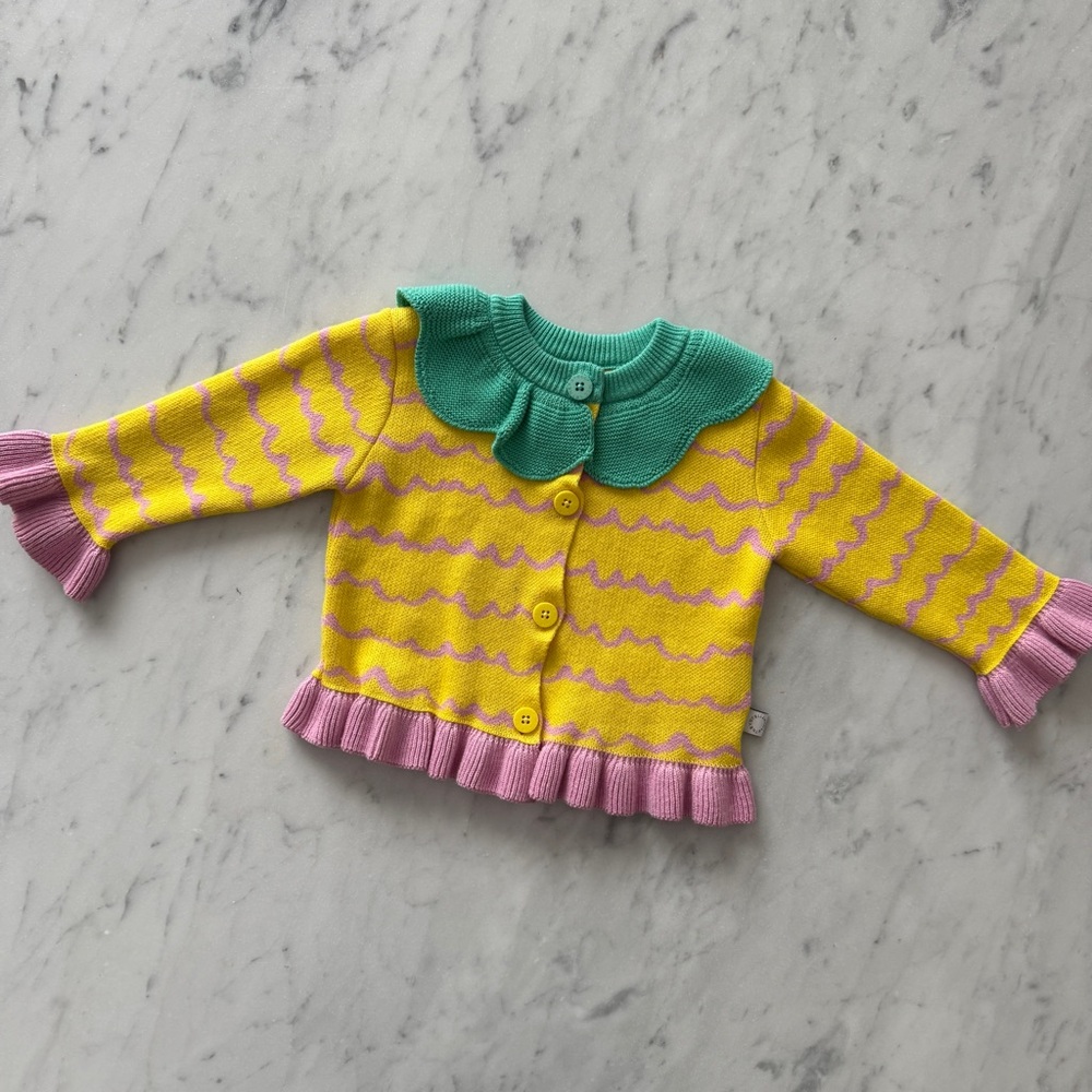 Stella McCartney Baby 100% Cotton Cute Ruffle Pineapple Print Knit Cardigan
